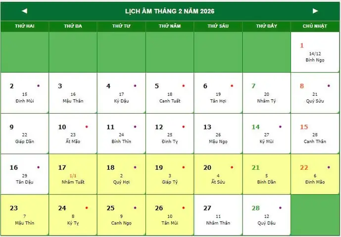 2/10 Năm 2026 Là Ngày Mấy Âm Lịch? Chi Tiết Ngày Giờ, Hoàng Đạo, Xấu Tốt Và Ý Nghĩa Đặc Biệt