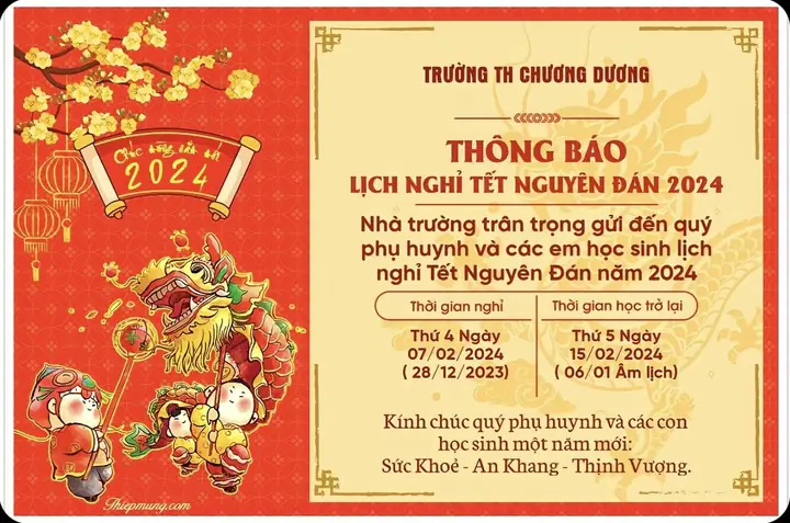 Lịch Nghỉ Tết Nguyên Đán 2026 Cho Học Sinh Tiểu Học: Chi Tiết Ngày Nghỉ, Lịch Học Bù Và Các Lưu Ý Quan Trọng Cho Phụ Huynh