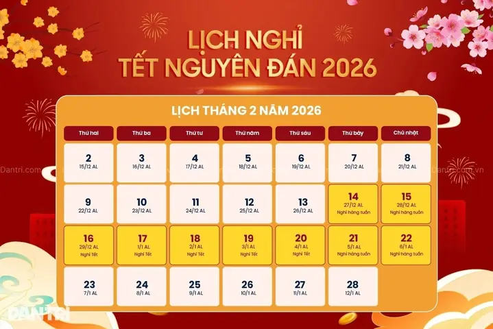 Lịch Tết Nguyên Đán 2026 Chi Tiết: Ngày Giỗ Táo, Giao Thừa, Mùng 1, Lịch Nghỉ Lễ Và Những Điều Cần Biết Để Đón Năm Mới Trọn Vẹn Lịch Tết Nguyên Đán 2026 Chi Tiết: Ngày Giỗ Táo, Giao Thừa, Mùng 1, Lịch Nghỉ Lễ Và Những Điều Cần Biết Để Đón Năm Mới Trọn Vẹn