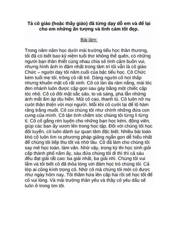 Những Người Gieo Mầm: Tả Thầy Cô Giáo Đã Từng Dạy Em – Hình Ảnh Của Sự Tận Tâm Và Đam Mê Năm 2026