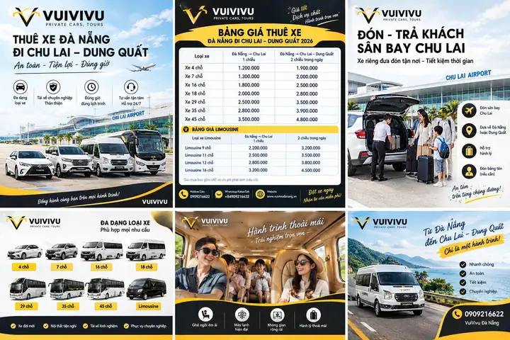 Xe Đà Nẵng Đi Chu Lai 2026: Bảng Giá Mới Nhất, Review Các Loại Xe & Kinh Nghiệm Đi Lại An Toàn, Tiết Kiệm